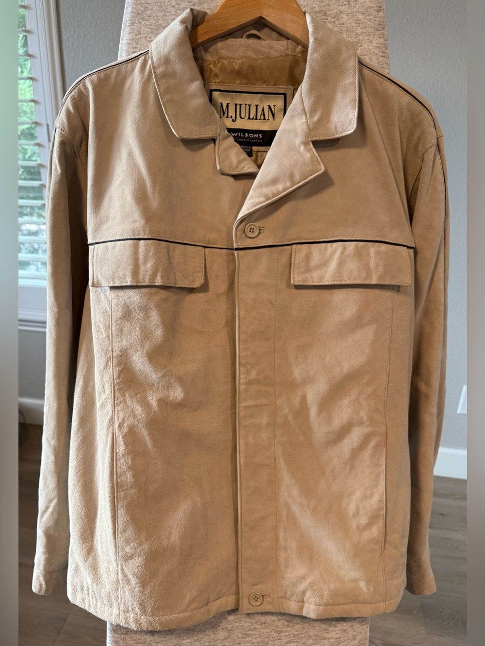 M Julian Wilsons Mens XL Tan Suede Leather Jacket NWT Flap Pockets